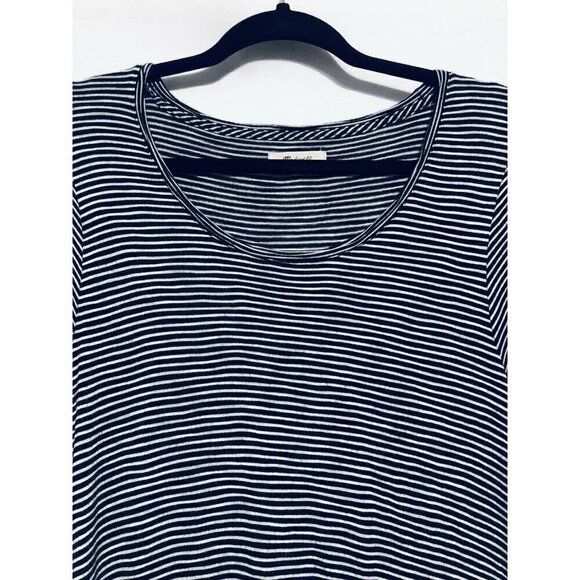 Madewell Womens Large Black White Stripe Anthem Crew Neck Top - Picture 3 of 6